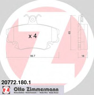 ZIMMERMANN 20772.180.1 Тормозные колодки для RENAULT ESPACE I (Рено Эспаcэ и) ZIMMERMANN 20772.180.1 Тормозные колодки для RENAULT ESPACE I (Рено Эспаcэ и)