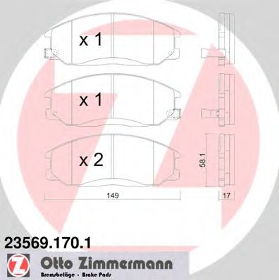 ZIMMERMANN 23569.170.1 Тормозные колодки для SSANGYONG KYRON (Сан-янг/санянг Кайрон) ZIMMERMANN 23569.170.1 Тормозные колодки для SSANGYONG KYRON (Сан-янг/санянг Кайрон)