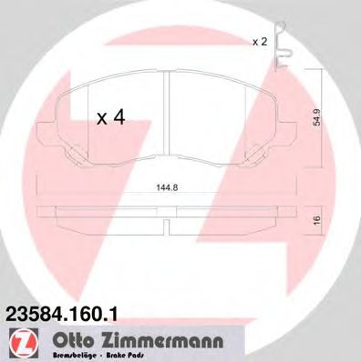 ZIMMERMANN 23584.160.1 Тормозные колодки для MITSUBISHI LANCER (Митсубиши/митсубиси Ланcэр) ZIMMERMANN 23584.160.1 Тормозные колодки для MITSUBISHI LANCER (Митсубиши/митсубиси Ланcэр)