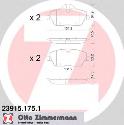 ZIMMERMANN 23915.175.1 Тормозные колодки для MINI MINI CLUBVAN (Мини Мини cлубvан) ZIMMERMANN 23915.175.1 Тормозные колодки для MINI MINI CLUBVAN (Мини Мини cлубvан)