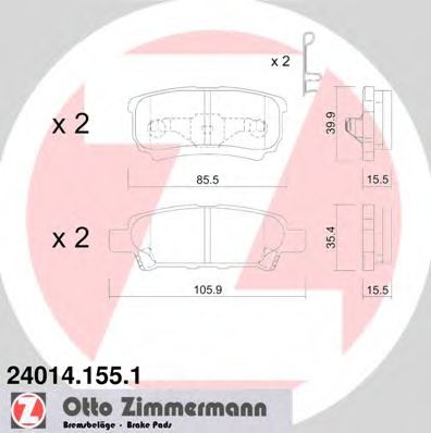 ZIMMERMANN 24014.155.1 Тормозные колодки для MITSUBISHI LANCER (Митсубиши/митсубиси Ланcэр) ZIMMERMANN 24014.155.1 Тормозные колодки для MITSUBISHI LANCER (Митсубиши/митсубиси Ланcэр)