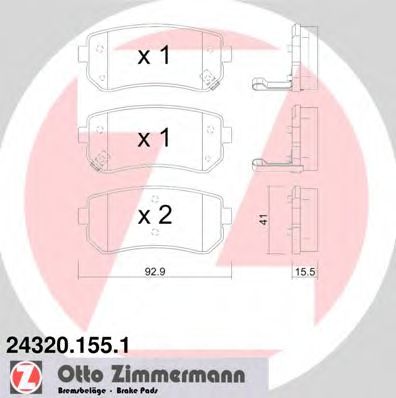 ZIMMERMANN 24320.155.1 Тормозные колодки для KIA FORTE II (Киа Фортэ 2) ZIMMERMANN 24320.155.1 Тормозные колодки для KIA FORTE II (Киа Фортэ 2)