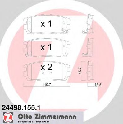 ZIMMERMANN 24498.155.1 Тормозные колодки для CHEVROLET CAPTIVA (Шевроле Каптива) ZIMMERMANN 24498.155.1 Тормозные колодки для CHEVROLET CAPTIVA (Шевроле Каптива)