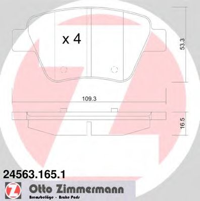ZIMMERMANN 24563.165.1 Тормозные колодки для VOLKSWAGEN (Фольксваген) ZIMMERMANN 24563.165.1 Тормозные колодки для VOLKSWAGEN (Фольксваген)