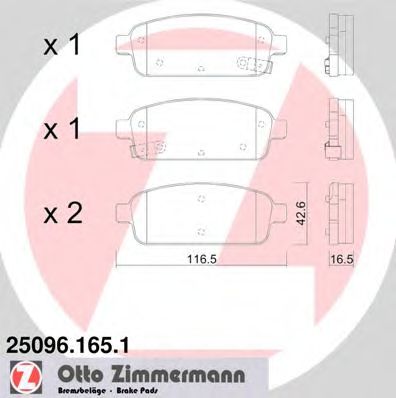 ZIMMERMANN 25096.165.1 Тормозные колодки для OPEL AMPERA (Опель Ампэра) ZIMMERMANN 25096.165.1 Тормозные колодки для OPEL AMPERA (Опель Ампэра)