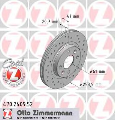ZIMMERMANN 470.2409.52 Тормозной диск для RENAULT SANDERO/STEPWAY I (Рено Сандэро/стэпваъ и) ZIMMERMANN 470.2409.52 Тормозной диск для RENAULT SANDERO/STEPWAY I (Рено Сандэро/стэпваъ и)