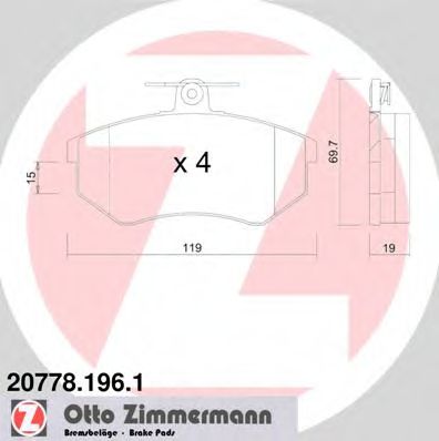 ZIMMERMANN 20778.196.1 Тормозные колодки для AUDI 90 (Ауди 90) ZIMMERMANN 20778.196.1 Тормозные колодки для AUDI 90 (Ауди 90)