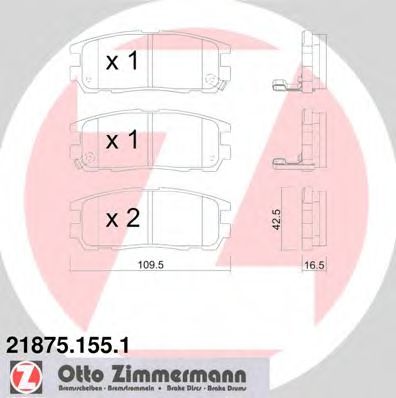 ZIMMERMANN 21875.155.1 Тормозные колодки для OPEL FRONTERA B (Опель Фронтера б) ZIMMERMANN 21875.155.1 Тормозные колодки для OPEL FRONTERA B (Опель Фронтера б)