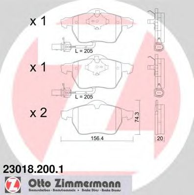 ZIMMERMANN 23018.200.1 Тормозные колодки для VOLKSWAGEN (Фольксваген) ZIMMERMANN 23018.200.1 Тормозные колодки для VOLKSWAGEN (Фольксваген)