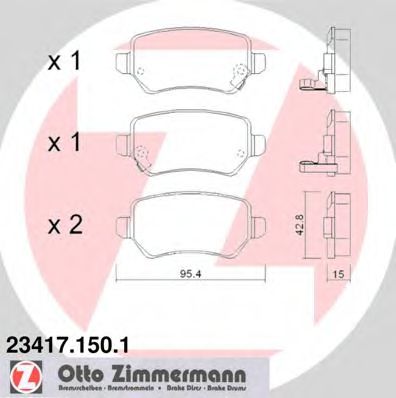 ZIMMERMANN 23417.150.1 Тормозные колодки для OPEL (Опель) ZIMMERMANN 23417.150.1 Тормозные колодки для OPEL (Опель)