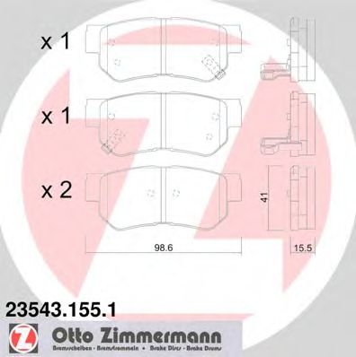 ZIMMERMANN 23543.155.1 Тормозные колодки для HYUNDAI AZERA (Хендай Азэра) ZIMMERMANN 23543.155.1 Тормозные колодки для HYUNDAI AZERA (Хендай Азэра)