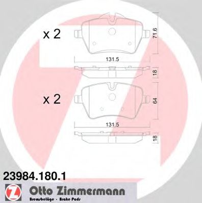 ZIMMERMANN 23984.180.1 Тормозные колодки для MINI MINI CLUBVAN (Мини Мини cлубvан) ZIMMERMANN 23984.180.1 Тормозные колодки для MINI MINI CLUBVAN (Мини Мини cлубvан)
