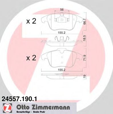 ZIMMERMANN 24557.190.1 Тормозные колодки для CITROËN C4 PICASSO I (CитроËн С4 пикассо 1) ZIMMERMANN 24557.190.1 Тормозные колодки для CITROËN C4 PICASSO I (CитроËн С4 пикассо 1)