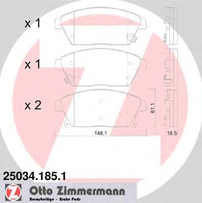 ZIMMERMANN 25034.185.1 Тормозные колодки для OPEL AMPERA (Опель Ампэра) ZIMMERMANN 25034.185.1 Тормозные колодки для OPEL AMPERA (Опель Ампэра)