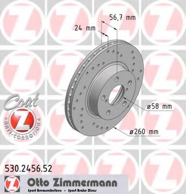 ZIMMERMANN 530.2456.52 Тормозной диск для SUBARU LEGACY II (Субару Легаси 2) ZIMMERMANN 530.2456.52 Тормозной диск для SUBARU LEGACY II (Субару Легаси 2)