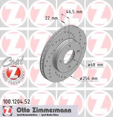ZIMMERMANN 100.1204.52 Тормозной диск для AUDI 100 (Ауди 100) ZIMMERMANN 100.1204.52 Тормозной диск для AUDI 100 (Ауди 100)