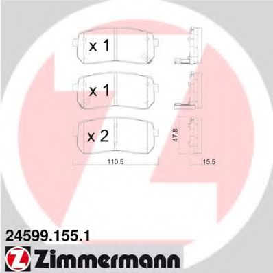 ZIMMERMANN 24599.155.1 Тормозные колодки для HYUNDAI MONTANA (Хендай Монтана) ZIMMERMANN 24599.155.1 Тормозные колодки для HYUNDAI MONTANA (Хендай Монтана)
