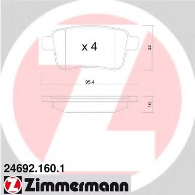 ZIMMERMANN 24692.160.1 Тормозные колодки для RENAULT KANGOO / GRAND KANGOO (Рено Кангу / гранд кангу) ZIMMERMANN 24692.160.1 Тормозные колодки для RENAULT KANGOO / GRAND KANGOO (Рено Кангу / гранд кангу)