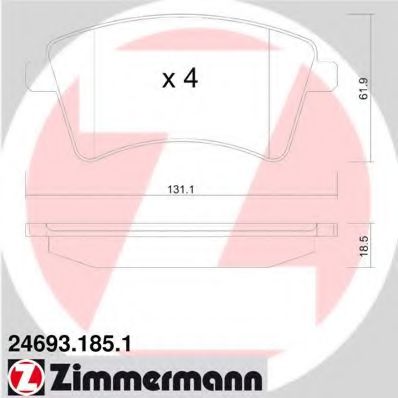 ZIMMERMANN 24693.185.1 Тормозные колодки для RENAULT KANGOO / GRAND KANGOO (Рено Кангу / гранд кангу) ZIMMERMANN 24693.185.1 Тормозные колодки для RENAULT KANGOO / GRAND KANGOO (Рено Кангу / гранд кангу)