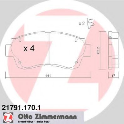 ZIMMERMANN 21791.170.1 Тормозные колодки для LEXUS ES (Лексус Эс) ZIMMERMANN 21791.170.1 Тормозные колодки для LEXUS ES (Лексус Эс)