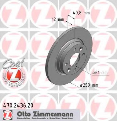 ZIMMERMANN 470.2436.20 Тормозной диск для DACIA SANDERO (Дача Сандэро) ZIMMERMANN 470.2436.20 Тормозной диск для DACIA SANDERO (Дача Сандэро)
