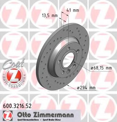 ZIMMERMANN 600.3216.52 Тормозной диск для VOLKSWAGEN T4 MULTIVAN (Фольксваген Т4 мултиvан) ZIMMERMANN 600.3216.52 Тормозной диск для VOLKSWAGEN T4 MULTIVAN (Фольксваген Т4 мултиvан)