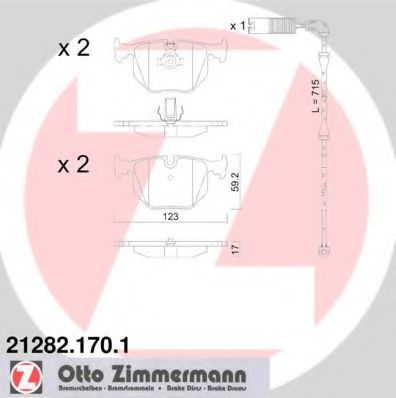 ZIMMERMANN 21282.170.1 Тормозные колодки для BMW (Бмв) ZIMMERMANN 21282.170.1 Тормозные колодки для BMW (Бмв)