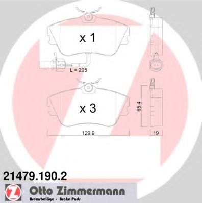 ZIMMERMANN 21479.190.2 Тормозные колодки для VOLKSWAGEN T4 CARAVELLE (Фольксваген Т4 cараvэллэ) ZIMMERMANN 21479.190.2 Тормозные колодки для VOLKSWAGEN T4 CARAVELLE (Фольксваген Т4 cараvэллэ)