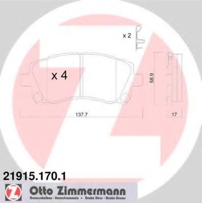 ZIMMERMANN 21915.170.1 Тормозные колодки для SUBARU LIBERTY III (Субару Либэртъ 3) ZIMMERMANN 21915.170.1 Тормозные колодки для SUBARU LIBERTY III (Субару Либэртъ 3)