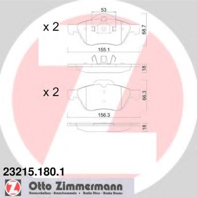 ZIMMERMANN 23215.180.1 Тормозные колодки для RENAULT LAGUNA II (Рено Лагуна 2) ZIMMERMANN 23215.180.1 Тормозные колодки для RENAULT LAGUNA II (Рено Лагуна 2)