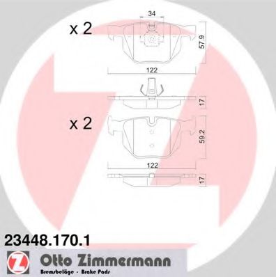 ZIMMERMANN 23448.170.1 Тормозные колодки для BMW X5 (F15, F85) xDrive 40e ZIMMERMANN 23448.170.1 Тормозные колодки для BMW X5 (F15, F85) xDrive 40e