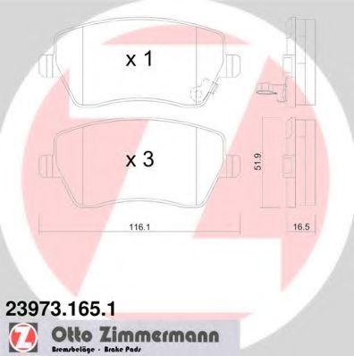 ZIMMERMANN 23973.165.1 Тормозные колодки для NISSAN VERSA NOTE (Ниссан Vэрса нотэ)