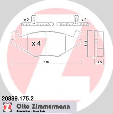ZIMMERMANN 20889.175.2 Тормозные колодки для VOLKSWAGEN JETTA II (Фольксваген Жэтта 2) ZIMMERMANN 20889.175.2 Тормозные колодки для VOLKSWAGEN JETTA II (Фольксваген Жэтта 2)