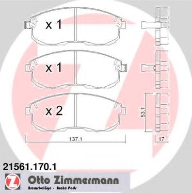 ZIMMERMANN 21561.170.1 Тормозные колодки для NISSAN MAXIMA QX (Ниссан Маxима qx) ZIMMERMANN 21561.170.1 Тормозные колодки для NISSAN MAXIMA QX (Ниссан Маxима qx)