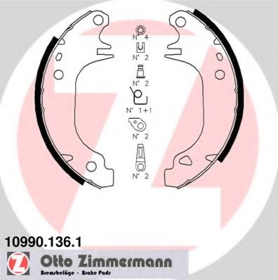 ZIMMERMANN 10990.136.1 Тормозные колодоки для PEUGEOT 205 II (Пежо 205 2) ZIMMERMANN 10990.136.1 Тормозные колодоки для PEUGEOT 205 II (Пежо 205 2)