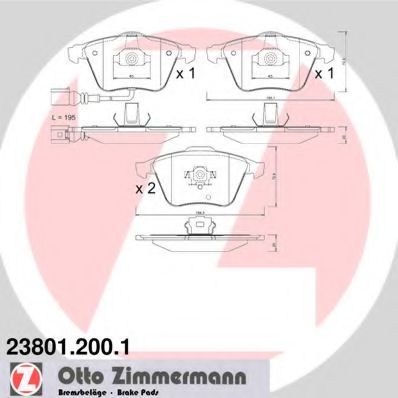 ZIMMERMANN 23801.200.1 Тормозные колодки для SKODA SUPERB (Шкода Суперб) ZIMMERMANN 23801.200.1 Тормозные колодки для SKODA SUPERB (Шкода Суперб)
