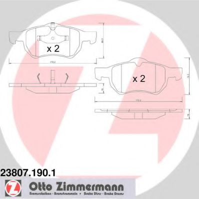 ZIMMERMANN 23807.190.1 Тормозные колодки для CHRYSLER TOWN COUNTRY IV (Крайслер Таун кантри 4) ZIMMERMANN 23807.190.1 Тормозные колодки для CHRYSLER TOWN COUNTRY IV (Крайслер Таун кантри 4)