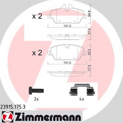 ZIMMERMANN 23915.175.3 Тормозные колодки для MINI MINI CLUBVAN (Мини Мини cлубvан) ZIMMERMANN 23915.175.3 Тормозные колодки для MINI MINI CLUBVAN (Мини Мини cлубvан)
