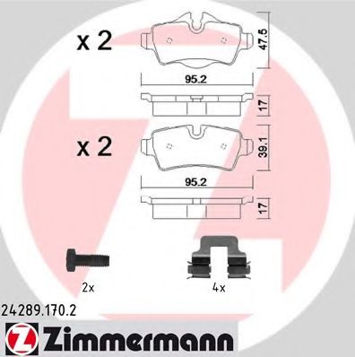 ZIMMERMANN 24289.170.2 Тормозные колодки для MINI MINI CLUBVAN (Мини Мини cлубvан) ZIMMERMANN 24289.170.2 Тормозные колодки для MINI MINI CLUBVAN (Мини Мини cлубvан)