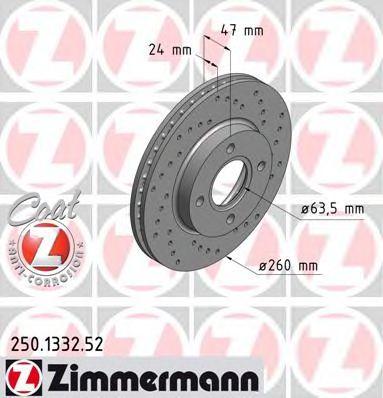 ZIMMERMANN 250.1332.52 Тормозной диск для FORD MONDEO (Форд Мондэо) ZIMMERMANN 250.1332.52 Тормозной диск для FORD MONDEO (Форд Мондэо)