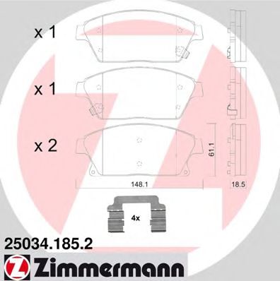 ZIMMERMANN 25034.185.2 Тормозные колодки для OPEL AMPERA (Опель Ампэра) ZIMMERMANN 25034.185.2 Тормозные колодки для OPEL AMPERA (Опель Ампэра)