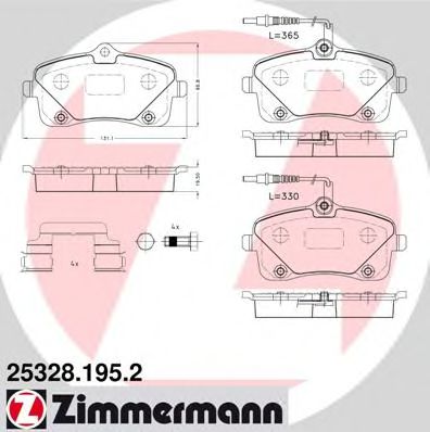 ZIMMERMANN 25328.195.2 Тормозные колодки для PEUGEOT 407 (Пежо 407) ZIMMERMANN 25328.195.2 Тормозные колодки для PEUGEOT 407 (Пежо 407)