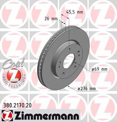 ZIMMERMANN 380.2170.20 Тормозной диск для MITSUBISHI LANCER (Митсубиши/митсубиси Ланcэр) ZIMMERMANN 380.2170.20 Тормозной диск для MITSUBISHI LANCER (Митсубиши/митсубиси Ланcэр)