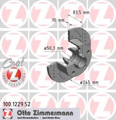 ZIMMERMANN 100.1229.52 Тормозной диск для AUDI A4 (Ауди А4) ZIMMERMANN 100.1229.52 Тормозной диск для AUDI A4 (Ауди А4)