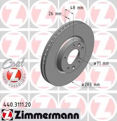 ZIMMERMANN 440.3111.20 Тормозной диск для PEUGEOT 407 (Пежо 407) ZIMMERMANN 440.3111.20 Тормозной диск для PEUGEOT 407 (Пежо 407)