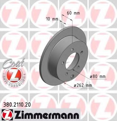 ZIMMERMANN 380.2110.20 Тормозной диск для MITSUBISHI LANCER (Митсубиши/митсубиси Ланcэр) ZIMMERMANN 380.2110.20 Тормозной диск для MITSUBISHI LANCER (Митсубиши/митсубиси Ланcэр)