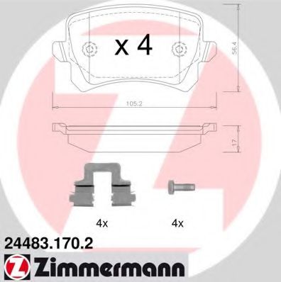 ZIMMERMANN 24483.170.2 Тормозные колодки для VOLKSWAGEN (Фольксваген) ZIMMERMANN 24483.170.2 Тормозные колодки для VOLKSWAGEN (Фольксваген)