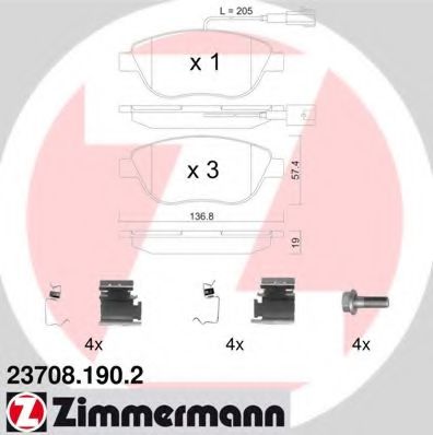 ZIMMERMANN 23708.190.2 Тормозные колодки для FIAT PRATICO (Фиат Пратиcо) ZIMMERMANN 23708.190.2 Тормозные колодки для FIAT PRATICO (Фиат Пратиcо)