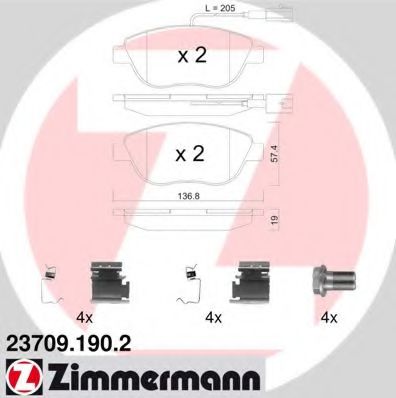 ZIMMERMANN 23709.190.2 Тормозные колодки для LANCIA DELTA III (Лансиа/лянча Дэлта 3) ZIMMERMANN 23709.190.2 Тормозные колодки для LANCIA DELTA III (Лансиа/лянча Дэлта 3)