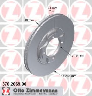 ZIMMERMANN 370.2069.00 Тормозной диск для MAZDA 323 III (Мазда 323 3) ZIMMERMANN 370.2069.00 Тормозной диск для MAZDA 323 III (Мазда 323 3)